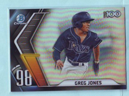 2022 Bowman Chrome Greg Jones TOP 100 INSERT Baseball Card # BTP-98 Rays