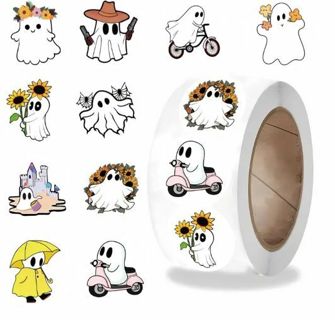 ↗️NEW⭕(10) 1" ADORABLE GHOST STICKERS!!⭕ HALLOWEEN