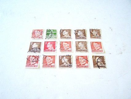 Denmark Postage Stamps Used Set of 15