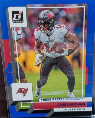 2022 DONRUSS CHRIS GODWIN BLUE PRESS PROOF # 253 TAMPA BAY BUCCANEERS