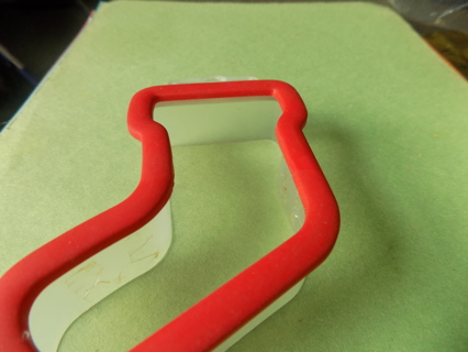 4 inch acrylic Christmas stocking cookie cutter trim in red rim