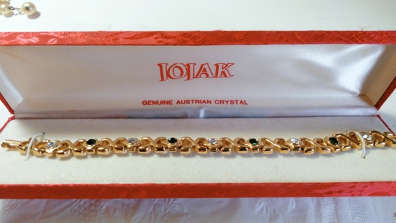 Crystals Set in Gold Tone Bracelet s Gift Box