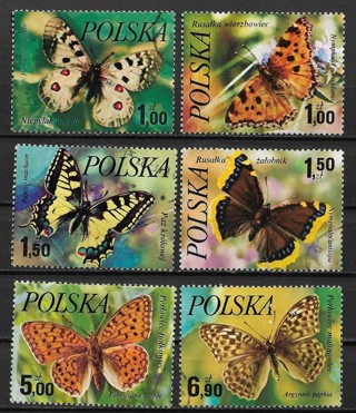 1977 Poland Sc2227-32 complete Butterflies set of 6 CTO/used