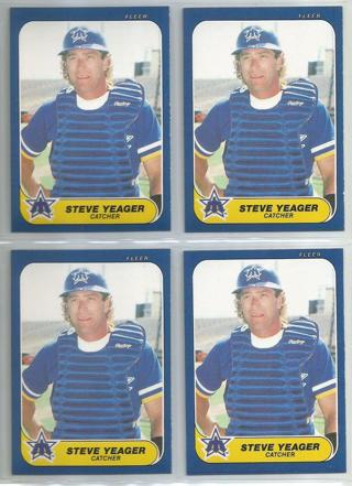 Lot of (4) 1986 Fleer Update Steve Yeager #U-131 Mariners