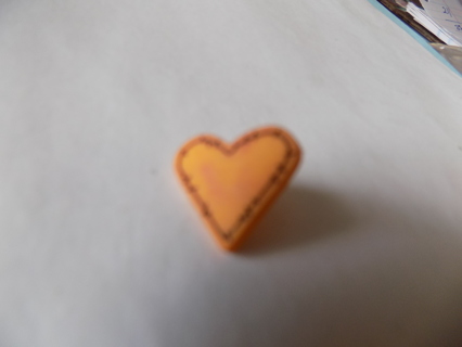 1 inch orange heart stitched look edge button