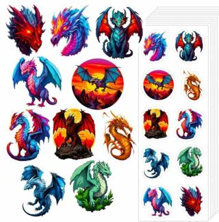 ➡️⭕1" COLORFUL DRAGONS STICKER SHEET!! (10 STICKERS)⭕