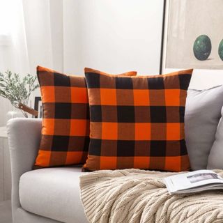 2 Fall Farmhouse Plaid Throw Pillow Covers