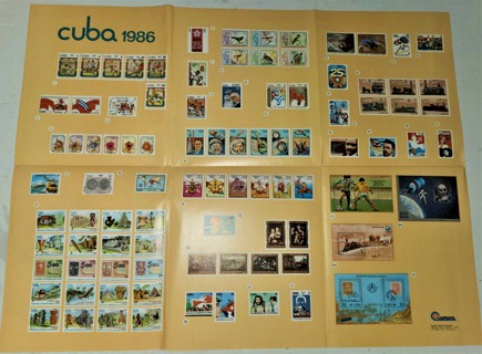 1986 CUBA Coprefil philatelic poster of stamps & cancels - 17" x 22" folded  poster only (no stamps)