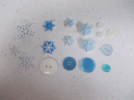 LOT of SNOWFLAKE Buttons & Embellishments
