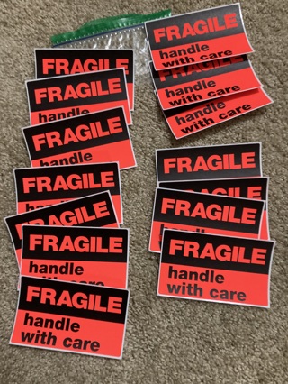 3 x 5 "Fragile" Labels (14) new