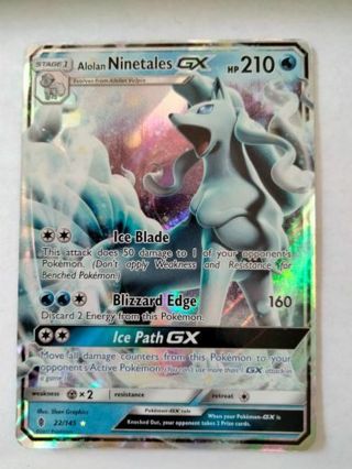 Ninetales gx 22/145 rare holo pokemon