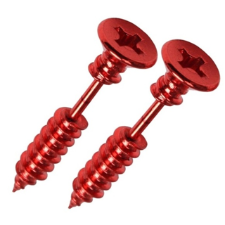 NEW WOMEN'S Red Screw Earrings Steel Punk Hip Nail