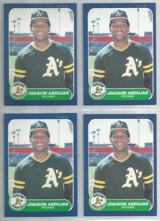 Lot of (4) 1986 Fleer Update Joaquin Andujar #U-4 Athletics