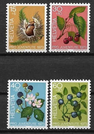 1973 Switzerland ScB418-21 Pro Jeventute/Fruits of the Forest MNH C/S of 4