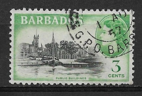 1953 Barbados Sc237 3c Public Buildings used