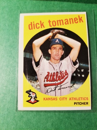 1959 - TOPPS EXMT - NRMT BASEBALL - CARD NO  - 369 - DICK TOMANEK - A'S