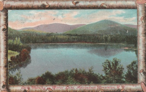 Vintage Used Postcard: 1910 Mirror Lake, Adirondack Mountains, NY