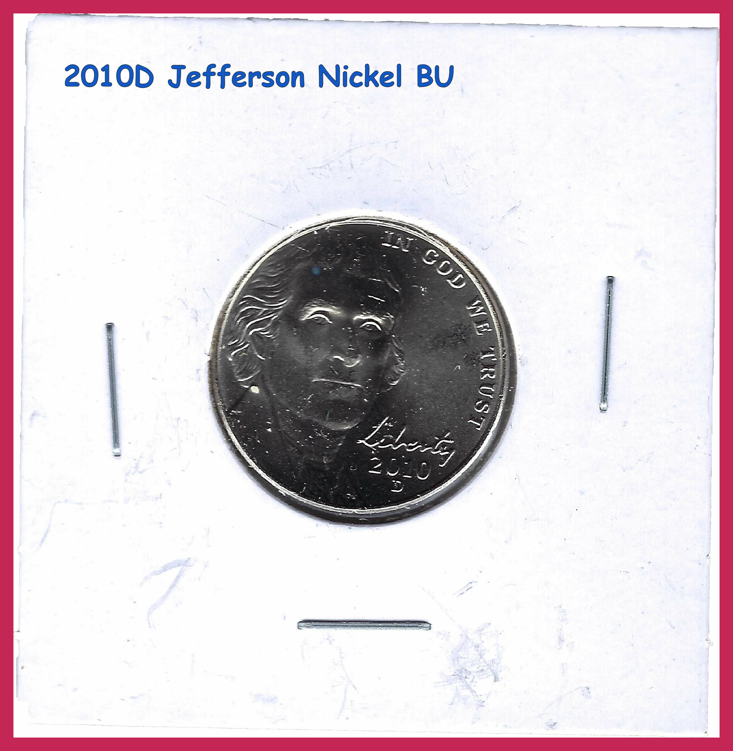 Free: 2010 D BU Uncirculated Jefferson Nickel 5 Cent Coin