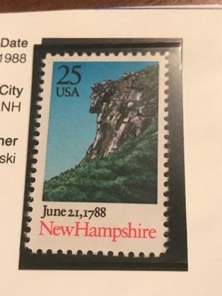 Scott 2344- New Hampshire Statehood, Old Man- MNH 1988- 25c unused mintnh stamp