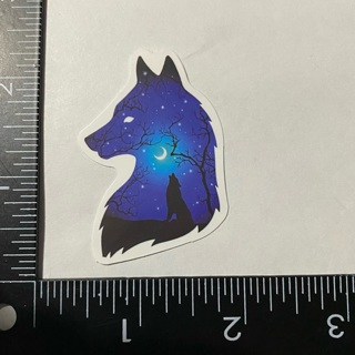 Beautiful starry night galaxy wolf head silhouette large sticker decal NEW