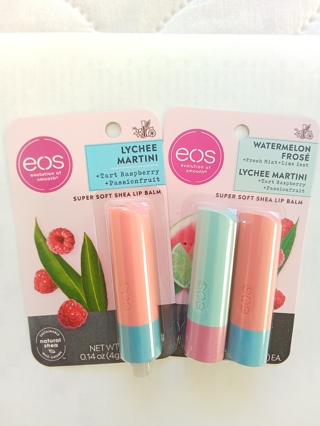EOS Super Soft Shea Lip Balms - 3 Tubes - Watermelon Frose & Lychee Martini 
