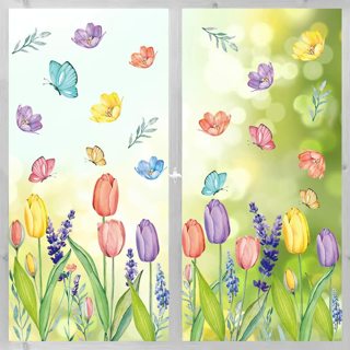 Tulips & Butterflies Spring Summer Window Clings 