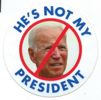 (JOE BIDEN) HE'S NOT MY PRESIDENT SMALL BUMPER STICKER.