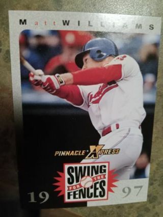 1997 PINNACLE XPRESS SWING FOR THE FENCES MATT WILLIAMS CLEVELAND INDIANS BASEBALL CARD