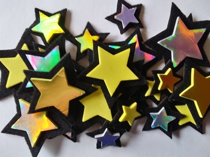 22 foam and felt craft star stickers, 3D.