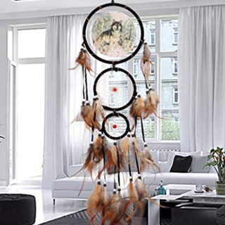 NEW 29.5" Magestic Wolf Art Pattern Ornament Dream Catcher Feathers Nature Wolves FREE SHIPPING