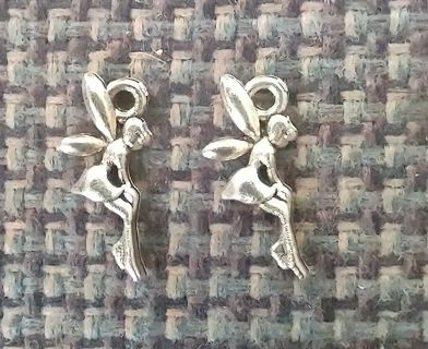 2 new Silver dainty fairy charms