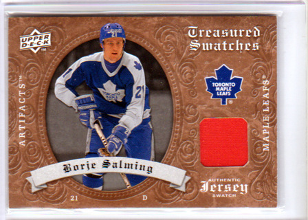 Borie Saming, 2008-09 Upper Deck Treasured Swatches RELIC Card #TS-BS, Toronto Maple Leafs, (L3
