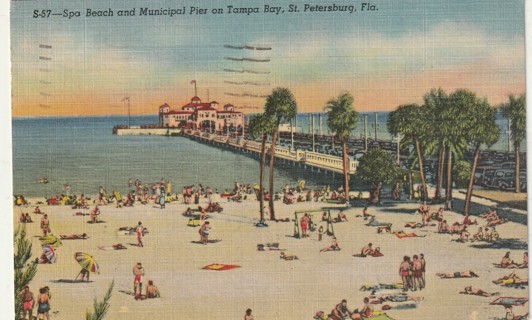 Vintage Used Postcard: 1951 Spa Beach, Municipal Pierm Tampa Bay, St Petersburg, FL