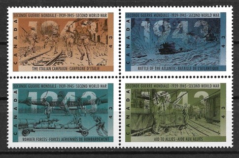 1993 Canada Sc1506a "1943" World War II MNH block of 4