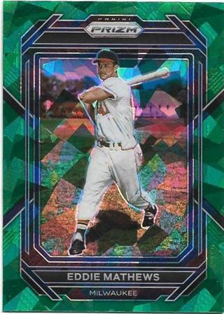 2023 PRIZM EDDIE MATTHEWS GREEN CRACKED ICE PRIZM REFRACTOR CARD