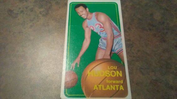 1970/71 T.C.G. LOU HUDSON ATLANTA HUGE BASKETBALL CARD# 30. OVER 4 1/2 INCHES TALL BY 2 1/2 WIDE.
