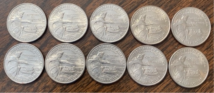 10 Washington Crossing the Delaware quarters 