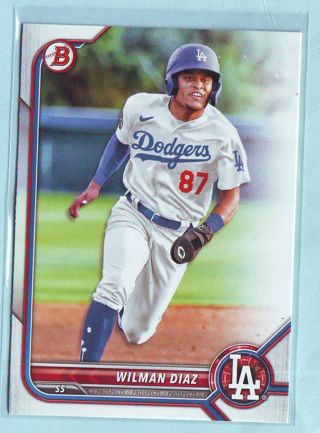 2022 Bowman Wilman Diaz Baseball Card # BP-135 Dodgers