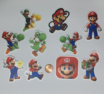 10 Mario Brothers Stickers, NEW, Unused