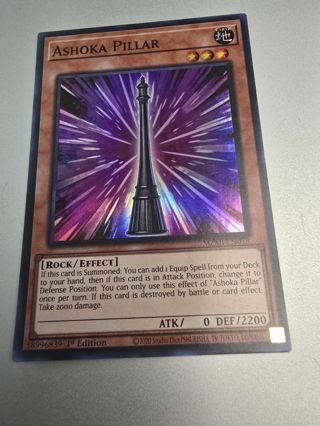 Yugioh Ashoka Pillar holo card MZMI-EN018