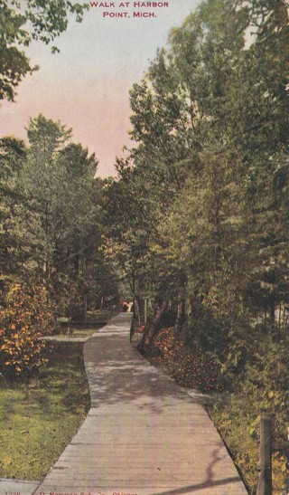 Vintage Used Postcard: d: 1909 Walk at Harbor Point, MI