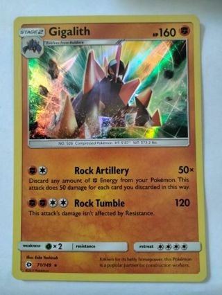 Gigalith 71/149 rare holo nm pokemon