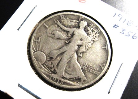 ★★ 1918-S WALKING LIBERTY HALF DOLLAR VG ★★ **90% SILVER**