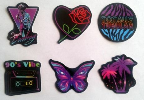 Mix Of Six Neon Vinyl Stickers #2