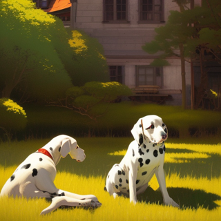 Listia Digital Collectible: Dalmatians Resting in the Yard