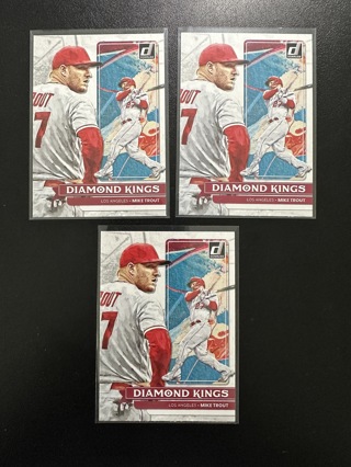 Mike Trout 2022 Donruss Diamond Kings #14 Lot of 3 Cards