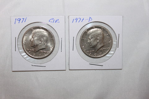 2 -KENNEDY 1971 AND 1971-D 1/2 DOLLARS