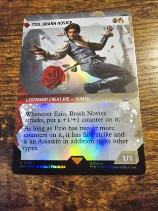 Magic the gathering mtg Ezio Brash Novice showcase foil card Assassins Creed