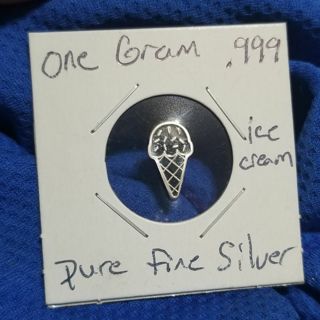 .999 pure fine Silver~ one gram collectable~ Ice Cream Cone