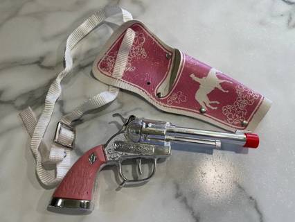 1970's Halco Pink Grip and Pink Holster Cowgirl Toy Cap Gun